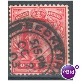 GB stamps 1902-10 KEV11 - 1d SG219 Beckenham 12
