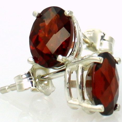 Mozambique Garnet, 925 Sterling Silver Post Earrings, SE002