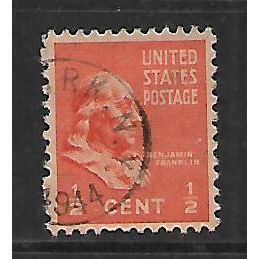 USA 1938 1/2c ORANGE BENJAMIN FRANKLIN SG 799 FINE USED