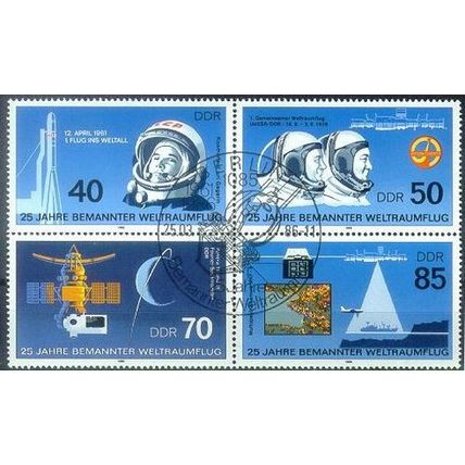 GERMANY DDR [1986] MiNr 3005-08 4er ( O/used ) Weltraum