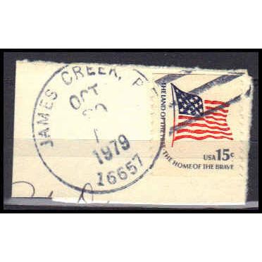 Used 1618C 15c Fort McHenry Flag James Creek, PA. E1385