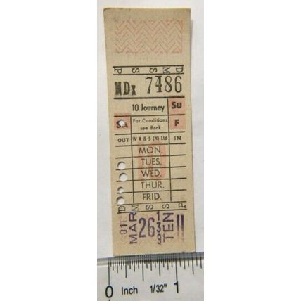 Vintage: Alexander & Son 10 journey bus ticket