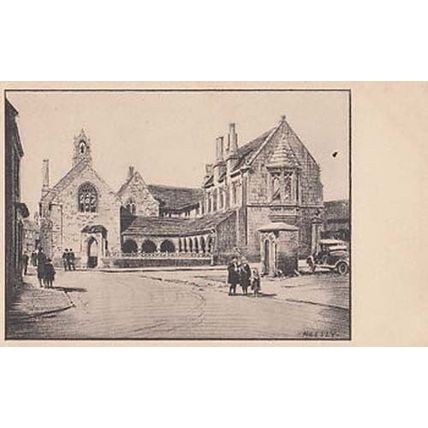 Sherborne Almshouses Keesey Dorset Vintage Artist Painting Postcard