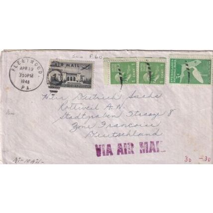 United States 1948 Fleetwood PA-French Zone Germany Cover written VGC