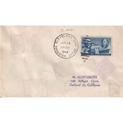 United States 1948 Cleveland OHIO Transfer Office-Oakland CAL Cover typed VGC