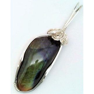 Labradorite Sterling Silver Wire Wrap Gemstone Pendant 14