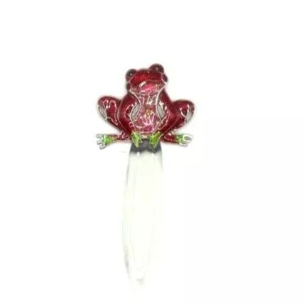 Frog Sitting Bookmark Metal Red & Pink with Enamel & Diamante Detail 11 CM Gift
