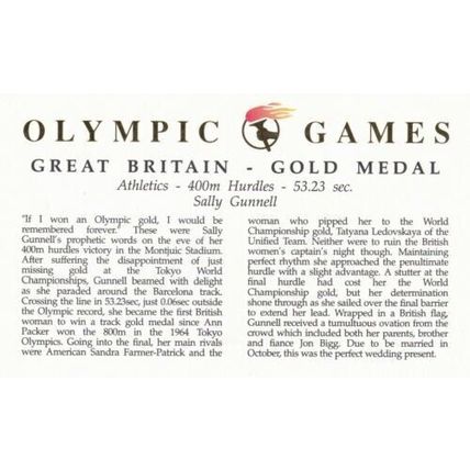 Olympic Games Barcelona 1992 Medal Winners Cover Sally Gunnell unaddressed VGC