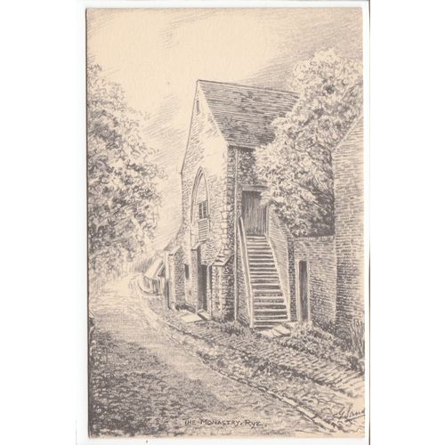 The Monastery Rye East Sussex Sketch Postcard