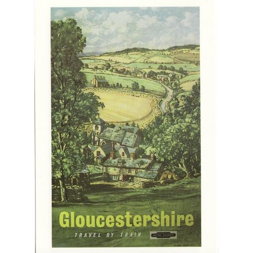 Postcard Railway Poster Art BR Gloucestershire Travel by Train Claude Muncaster