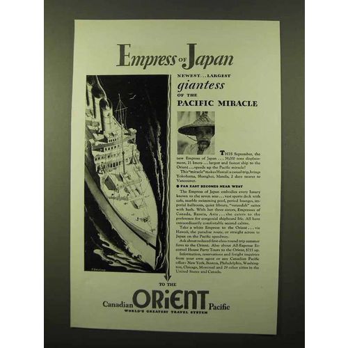 1930 Canadian Pacific Cruise Ad - Empress of Japan