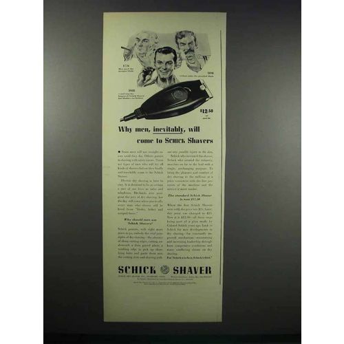 1938 Schick Shaver Ad - Men, Inevitably, Will Come To