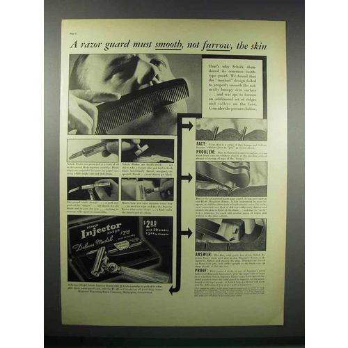 1938 Schick Deluxe Model Injector Razor Ad - A Guard