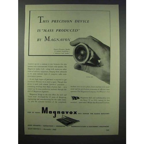 1943 Magnavox Dynamic Speaker Ad - Mass Produced