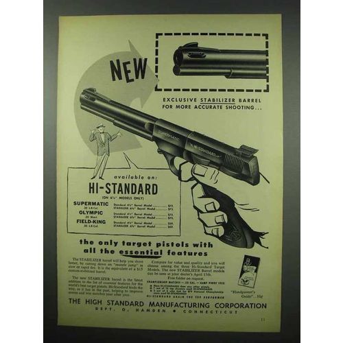 1954 Hi-Standard Supermatic Pistol Ad - Stabilizer