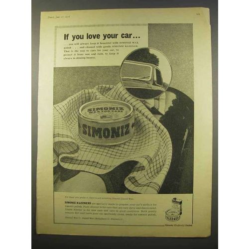 1956 Simoniz Wax for Cars Ad - If You Love Your Car
