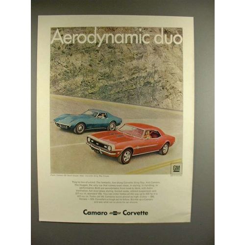 1968 Chevy Camaro SS Sport Coupe, Corvette Sting Ray Ad