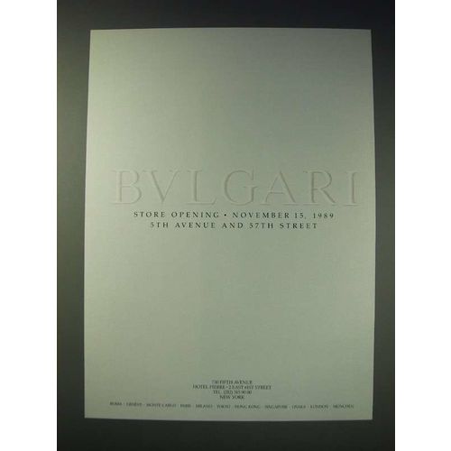1989 Bvlgari Jewelry Ad - Bvlgari Store opening November 15, 1989 15th Avenue