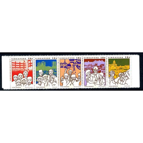 Singapore 1984 'Total Defence' strip of 5, MNH, SG 482/6