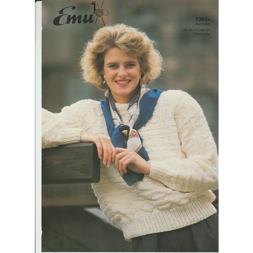 Emu 1365 Original Knitting Pattern for Teen/Lady's Chunky Knit Sweater 28-38"