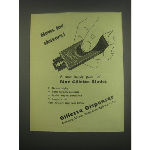 1949 Gillette Dispenser Razor Blades Ad - News for shavers