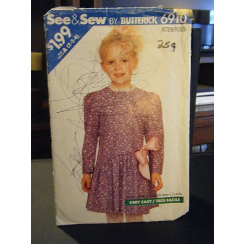 Butterick See & Sew 6910 Girl's Dress Pattern - Size 2/3/4