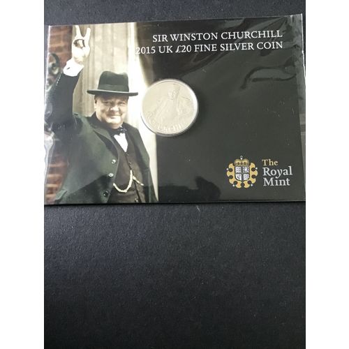 ELIZABETH II ROYAL MINT THREE TWENTY POUNDS FINE SILVER COINS 2013/2014/2015.