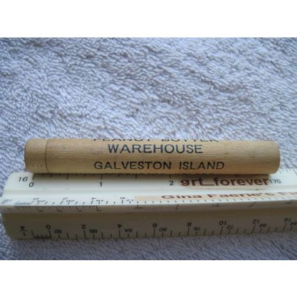 Galveston Island Peanut Butter Warehouse Round Wooden Toothpick Holder Tube TX