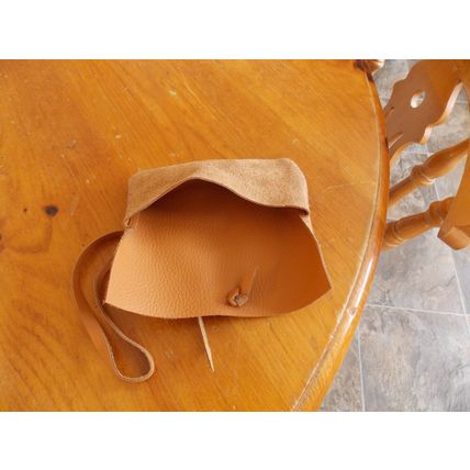 Medieval TOBACCO POUCH BAG Reenactment Tan Leather DRAWSTRING MONEY