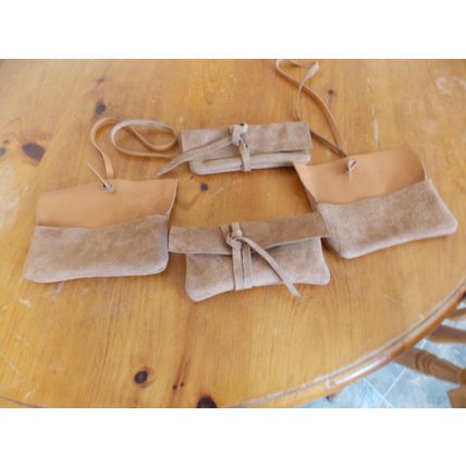 Medieval TOBACCO POUCH BAG Reenactment Tan Leather DRAWSTRING MONEY