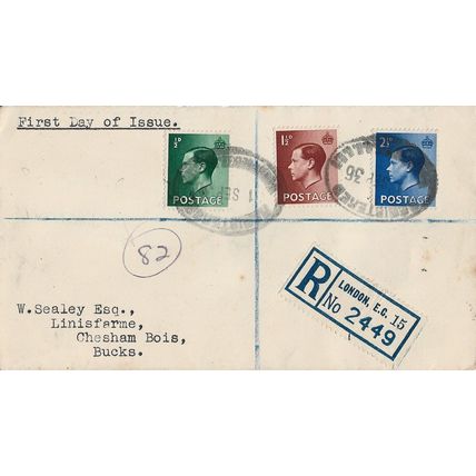 GB 1936 Edward VIII issues FDC sent registered very rare