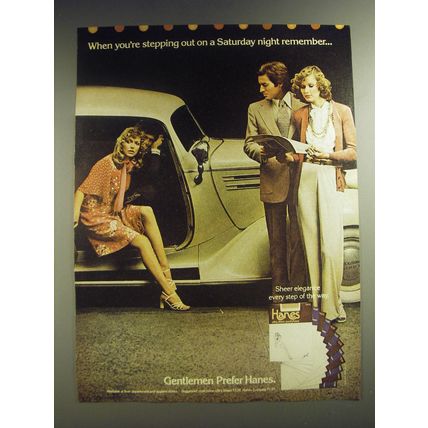 1974 Hanes Pantyhose Ad - When you're stepping out on a Saturday night