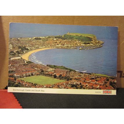 SCARBOROUGH CASTLE & SOUTH BAY, YORKSHIRE. used postcard, by Dennis 1982 pm =
