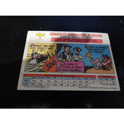 1988 Topps Big Card # 006 Dwight Evans Very Good-Excellent (4) Boston Red Sox