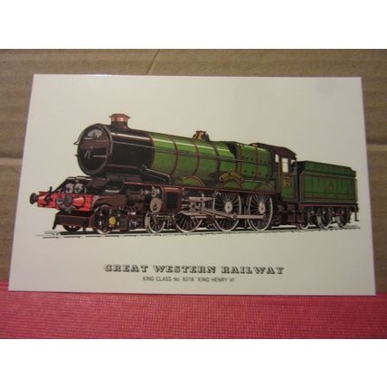 G.W.R., no 6018 STEAM ENGINE collector postcard RAILWAY LOCOMOTIVES no 18