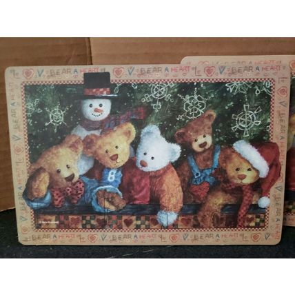 Christmas Holiday Bear A Heart Large 8.25" X 5.5" Coasters