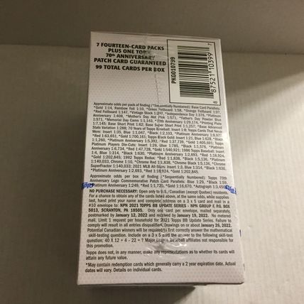 New 2021 Topps Baseball Update Series Blaster Box - 99 Cards