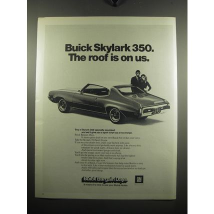 1972 Buick Skylark 350 Car Ad - The roof is on us