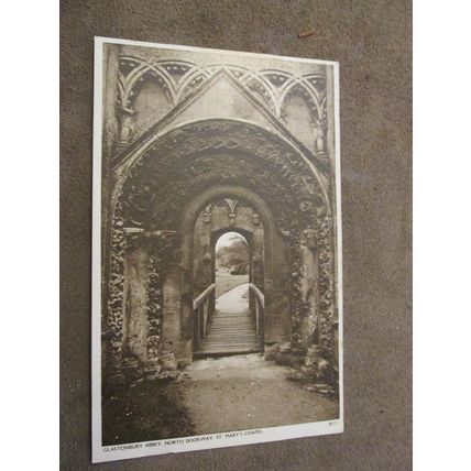 Somerset Postcard - North doorway, St Mary's Chapel - Glastonbury Abbey