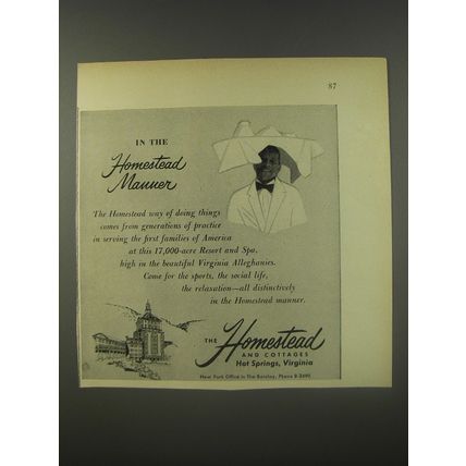 1956 The Homestead Resort Ad - In the Homestead manner