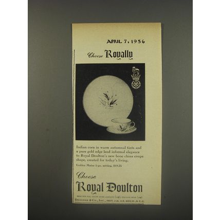 1956 Royal Doulton Golden Maize Porcelain Ad - Choose Royally