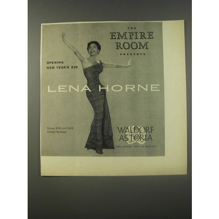 1956 Waldorf Astoria Empire Room Advertisement - Lena Horne