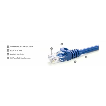 6 ft. Blue High Quality Cat5e 350MHz UTP 24AWG RJ45 Ethernet Network Cable - Blu