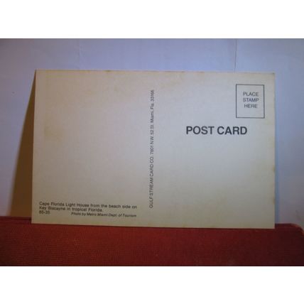 CAPE FLORIDA LIGHTHOUSE, KEY BISCAYNE, FLORIDA, USA unused postcard #