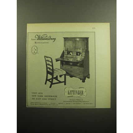 1958 Kittinger Williamsburg Restoration Furniture Advertisement