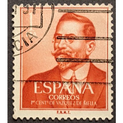 Stamp Spain SG1412 1961 1Pta Vazquez Mella Used
