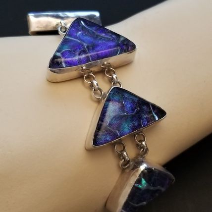 Dichroic Glass .925 Sterling Bracelet