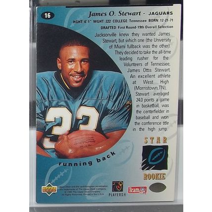 1995 Upper Deck JAMES O. STEWART (Jaguars) Star Rookie Card #16