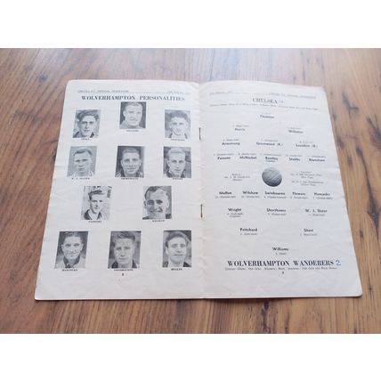 1953/54 Chelsea vs Wolves (Champions), Division 1, 13/2/1954 ** FREE P&P **