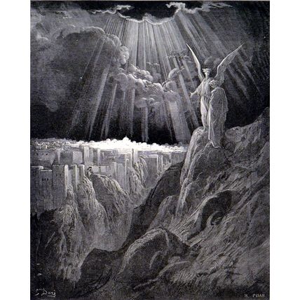 ANGEL SHOWING JERUSALEM IN RUINS TO SAINT JOHN 1885 Gustave Doré ENGRAVING
